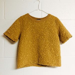 H&M Floral Stitch Mustard Tee